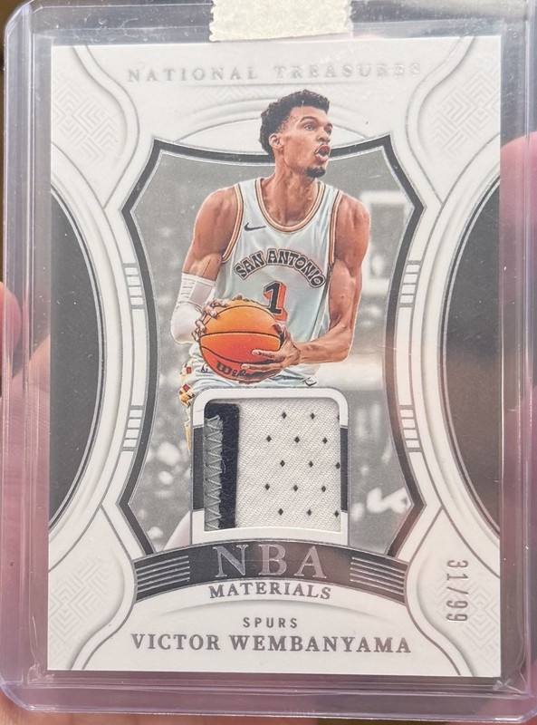 2024-25 Panini National Treasures Victor Wembanyama 3 Color Game Used Patch /99