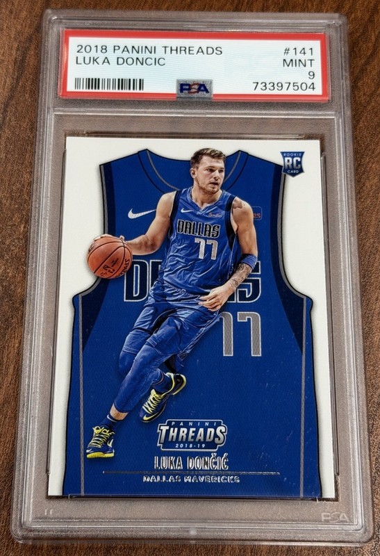 2018-19 Panini Threads #141 LUKA DONCIC RC Rookie Blue Jersey PSA 9 MINT Lakers