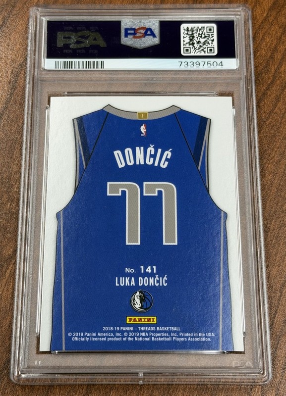 2018-19 Panini Threads #141 LUKA DONCIC RC Rookie Blue Jersey PSA 9 MINT Lakers view 2
