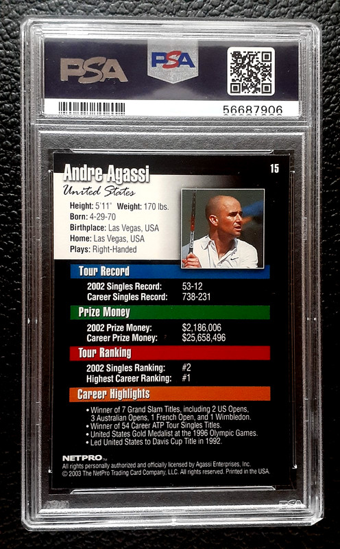 ANDRE AGASSI 2003 NETPRO TENNIS #15 PSA 10         76896 view 2