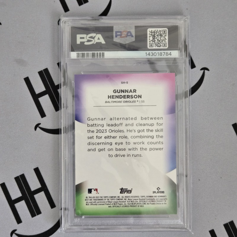 2023 Bowman's Best Shellacked Gunnar Henderson #SH-5 RC ORIOLES PSA 10 view 2