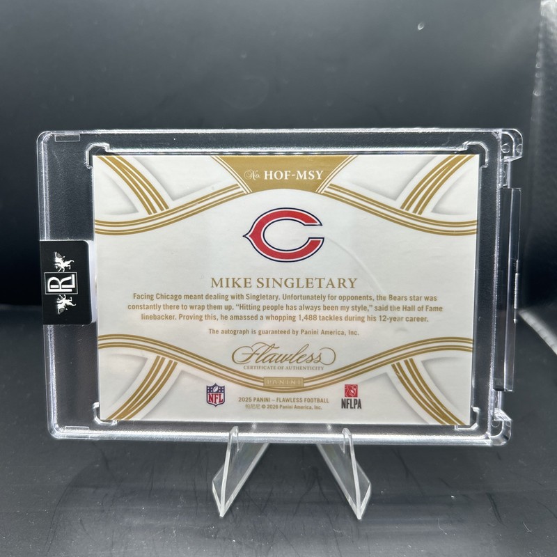 2025 Panini Flawless Mike Singletary Auto /25 Hall of Fame Autographs Bears view 2