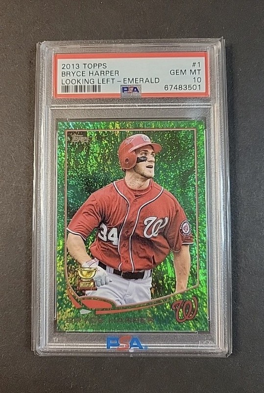2013 Topps Emerald Green #1 Bryce Harper Psa 10 view 1