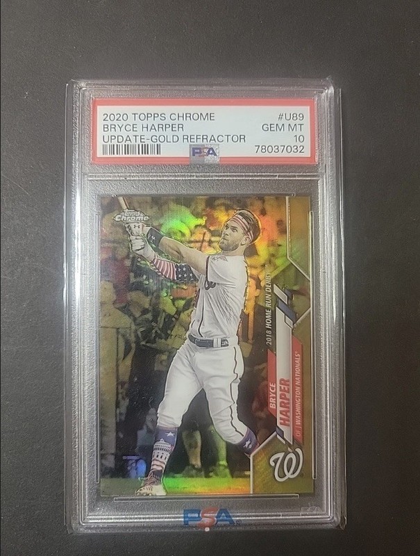 2020 Topps Chrome Gold Refractor #30/50 Sp #97 Bryce Harper Psa 10