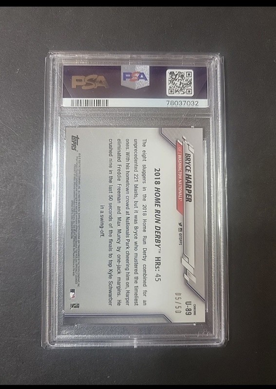 2020 Topps Chrome Gold Refractor #30/50 Sp #97 Bryce Harper Psa 10 view 2