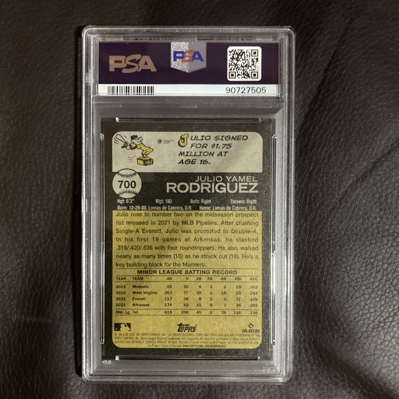 2022 Topps Heritage High - JULIO RODRIGUEZ - RC Rookie - Mariners #700 PSA 10 view 2