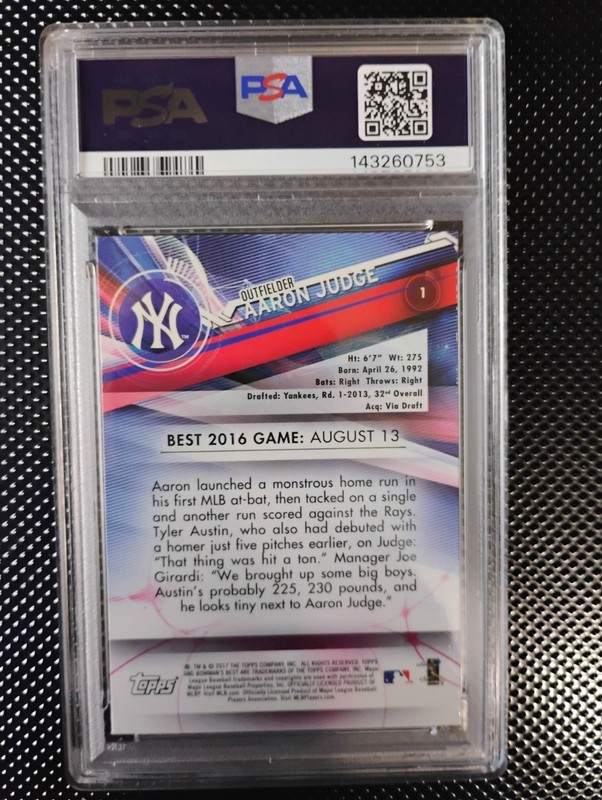 2017 BOWMAN'S BEST AARON JUDGE ROOKIE - PSA 9 🔥🔥 view 2