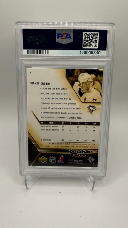 2005-06 Upper Deck Rookie Class Sidney Crosby Rookie Card #1 PSA 8 view 2