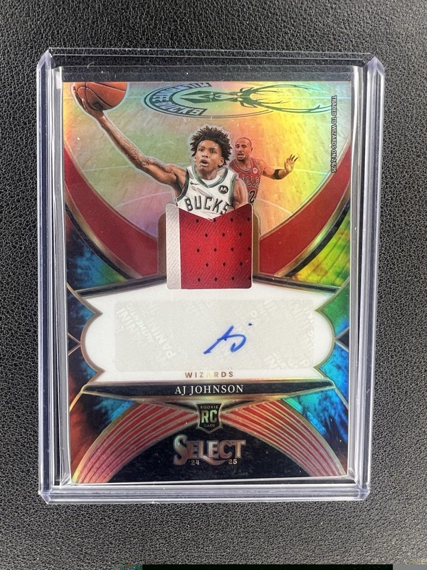 AJ Johnson RC 2024-25 Panini Select Tie-Dye Patch Auto #’d /25 RPA - Wizards