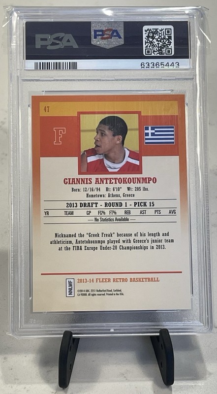2013-14 Giannis Antetokounmpo Fleer Retro RC #47 Rookie Gem Mint PSA 10 🇬🇷 view 2
