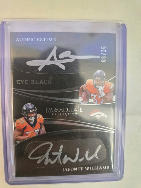 2024 panini immaculate football Javonte Williams/Audric Esteme Dual  Auto /15