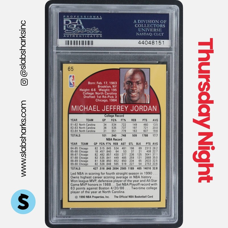 1990 HOOPS #65 MICHAEL JORDAN PSA 10 view 2