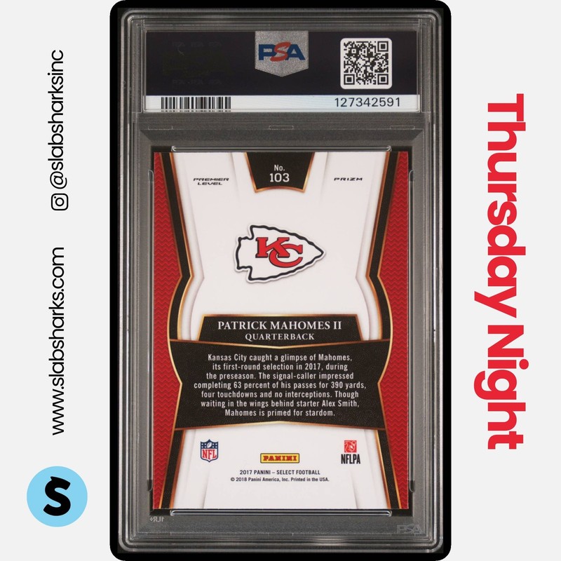 2017 PANINI SELECT #103 PATRICK MAHOMES II RC PREMIER LEVEL ROOKIE PSA 10 view 2