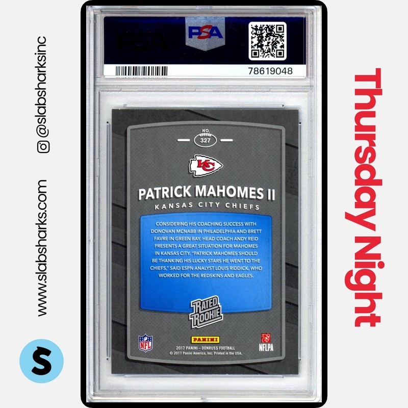 2017 PANINI DONRUSS #327 PATRICK MAHOMES II RC RATED ROOKIE PSA 10 view 2