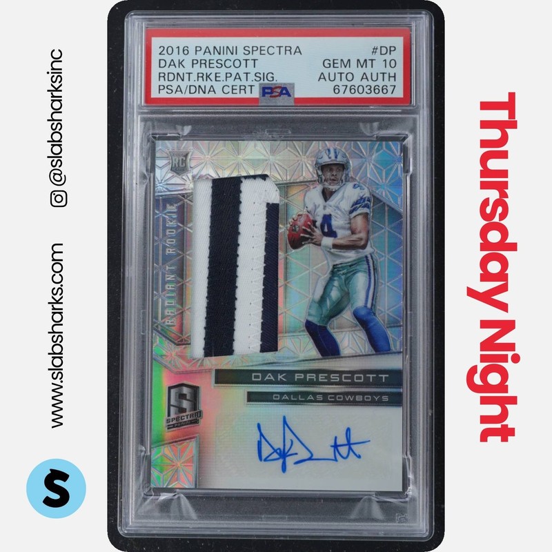 2016 PANINI SPECTRA DAK PRESCOTT RADIANT ROOKIE PATCH AUTO RPA RC /199 PSA 10