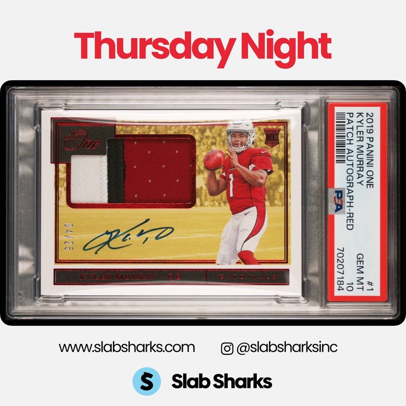2019 PANINI ONE #1 KYLER MURRAY RED PATCH AUTO RC ROOKIE /25 PSA 10