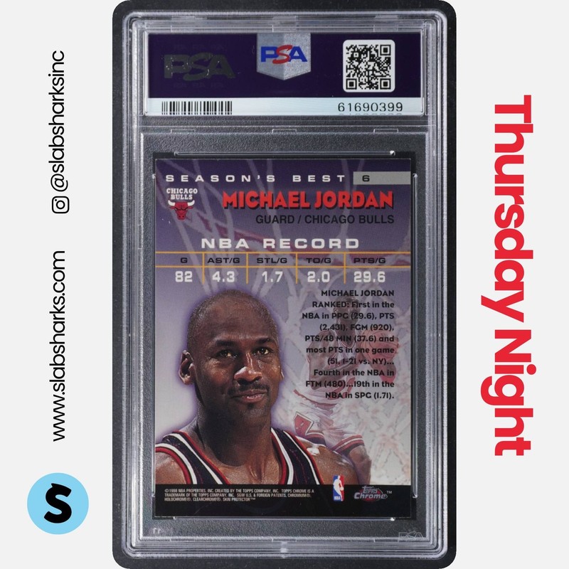 1997 TOPPS CHROME #6 MICHAEL JORDAN SEASON'S BEST PSA 9 view 2