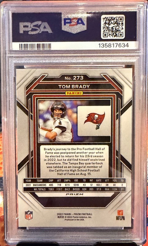 2022 Panini Prizm Tom Brady RED Prizm PSA 10 GEM Buccaneers SSP Color Match view 2