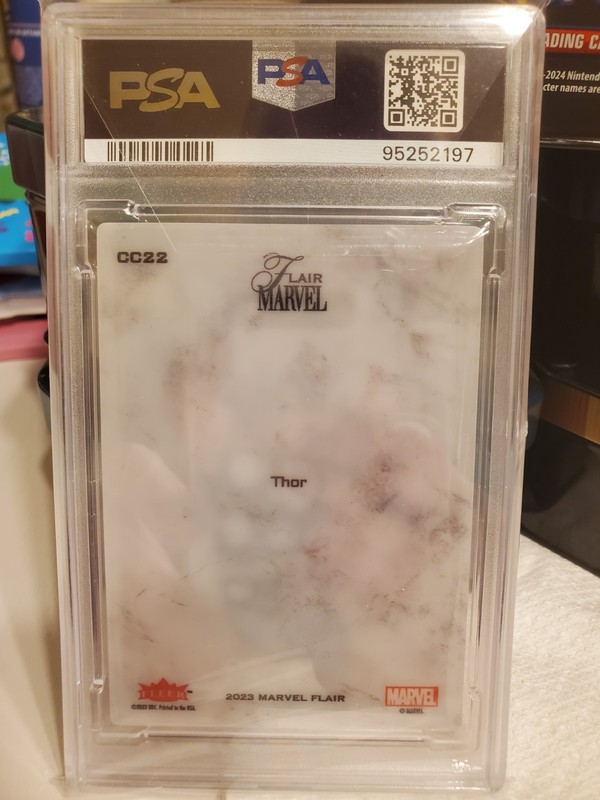 2024 Flair Marvel Thor Carved #CC22 PSA 10 view 2