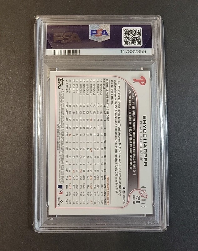 2022 Topps Complete Set  Retail Foil Road Bryce Harper /675 Psa 10 Pop 3 view 2