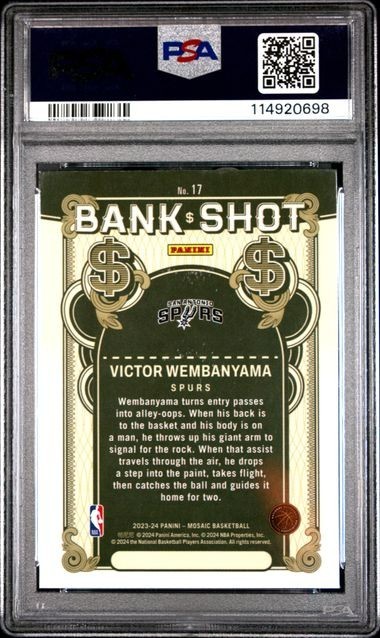 PSA 10 👽 Victor Wembanyama 👽 2023 Mosaic BANK SHOT 👽 Rookie LOW POP ROOKIE RC