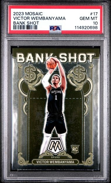 PSA 10 👽 Victor Wembanyama 👽 2023 Mosaic BANK SHOT 👽 Rookie LOW POP ROOKIE RC view 2