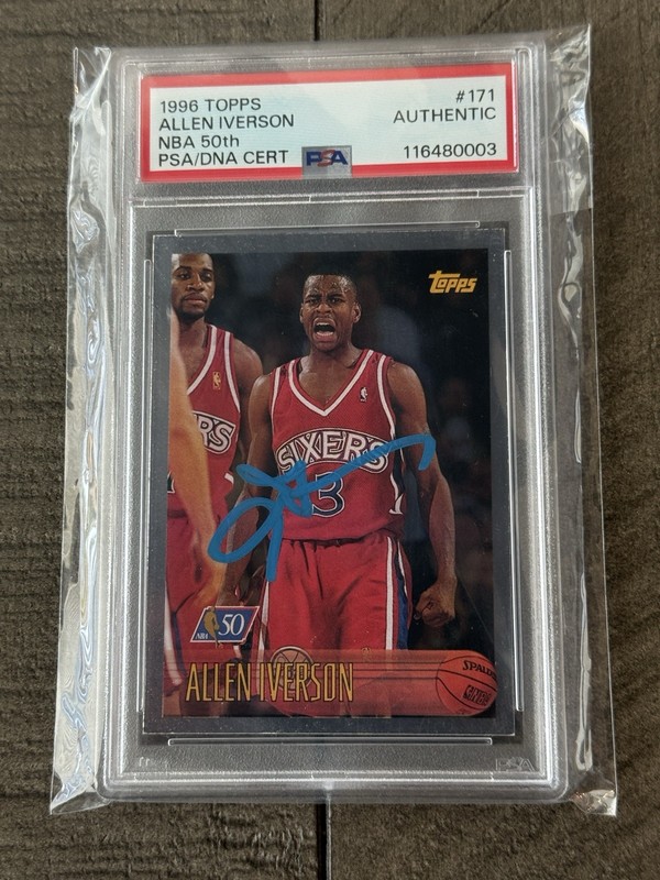 1996 Topps Allen Iverson Foil Rookie Auto (RC) PSA/DNA Authentic Autograph
