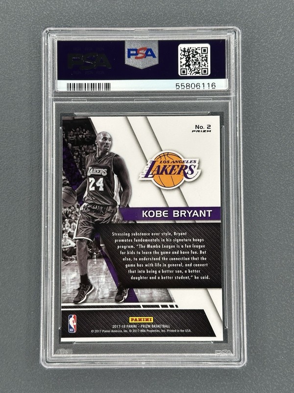 KOBE BRYANT 2017 PANINI FUNDAMENTALS GREEN PRIZM #2 NBA LAKERS PSA 10 GEM MINT view 2