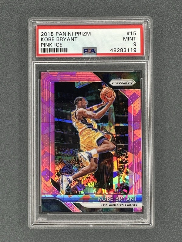 2018 PANINI PRIZM KOBE BRYANT PINK ICE REFRACTOR SP VARIATION NBA #15 PSA 9 MINT