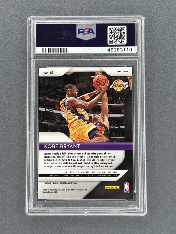 2018 PANINI PRIZM KOBE BRYANT PINK ICE REFRACTOR SP VARIATION NBA #15 PSA 9 MINT view 2