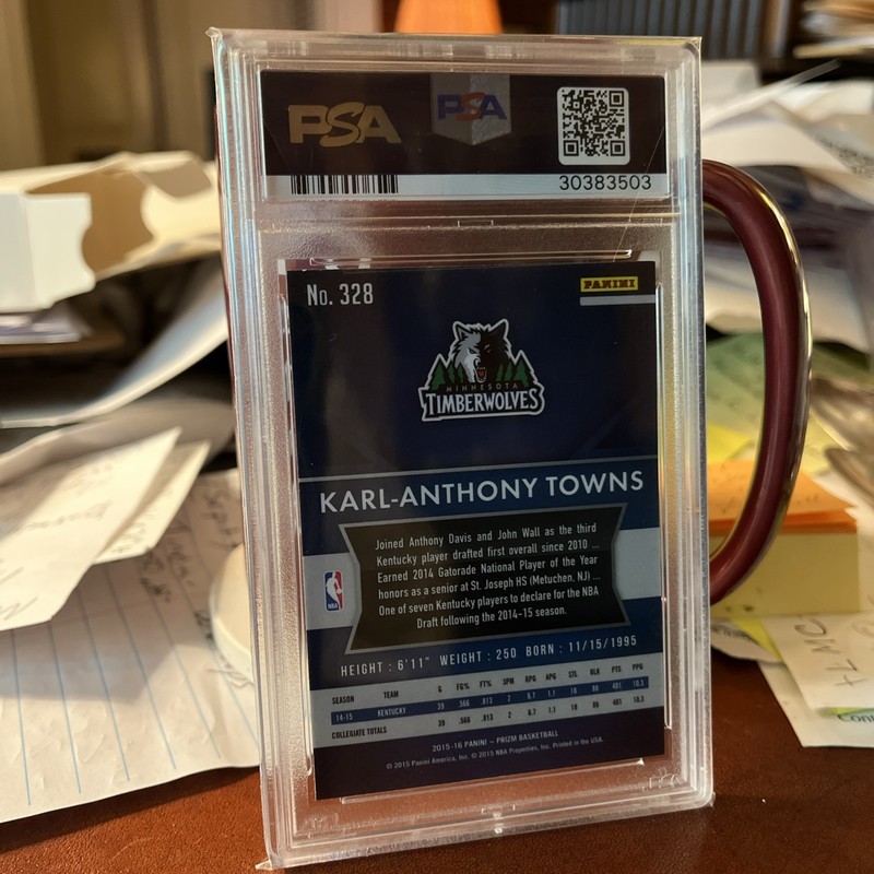 2015 Panini Prizm #328 Karl Anthony Towns KAT RC Rookie  GEM MINT PSA 10 view 2