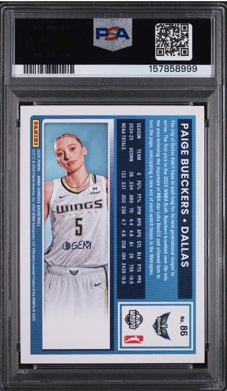 2025 WNBA Donruss Paige Bueckers RC Holo Psa 10 Gem Mint Rookie view 2