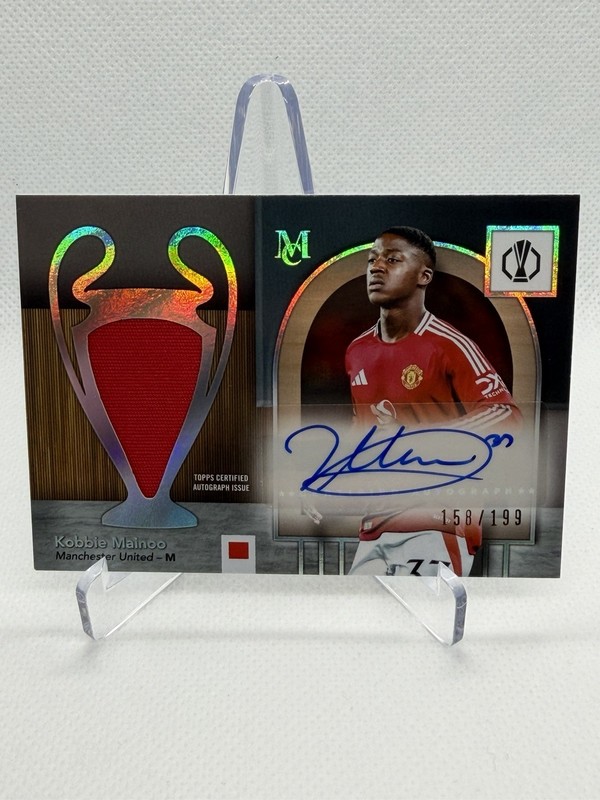 2023-24 Topps Museum Collection UCL Relics Auto Kobbie Mainoo Aquamarine /199 