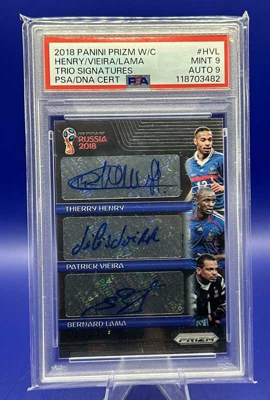 2018 Prizm WC Trio AUTO # HVL Thierry Henry Vieira Lama PSA 9/9 SSP #1/30 France