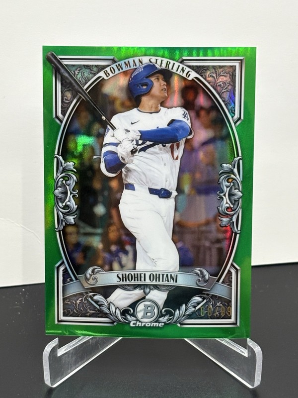 SHOHEI OHTANI 26 BOWMAN CHROME STERLING GREEN REFRACTOR CARD SP #68/99 *DODGERS*