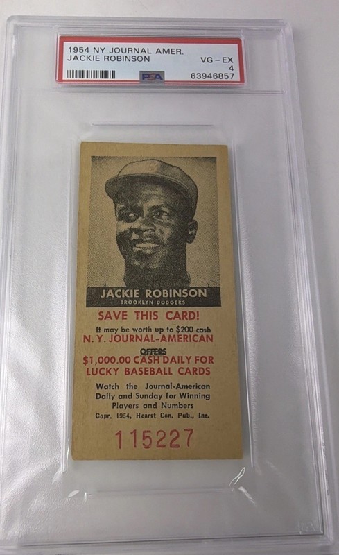 1954 NY JOURNAL AMERICAN Jackie Robinson  Brooklyn Dodgers  PSA 4