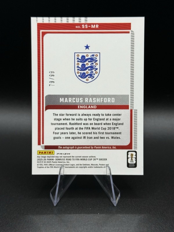 Marcus Rashford 2025-26 Donruss Optic Road to Fifa World Cup Blue Prizm Auto /99 view 2