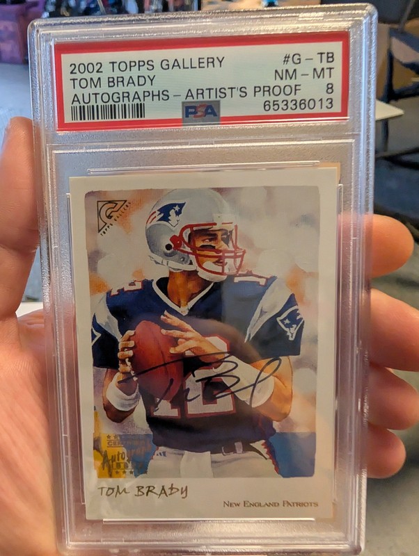 2002 Topps Gallery Artist's Proof Tom Brady ON CARD AUTO /100 Artist AUTO PSA 8