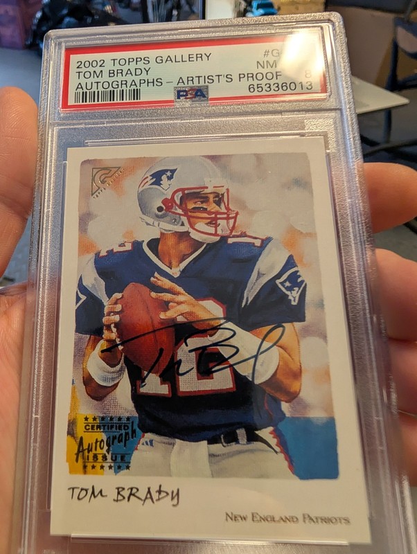 2002 Topps Gallery Artist's Proof Tom Brady ON CARD AUTO /100 Artist AUTO PSA 8 view 2