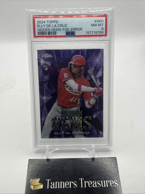 2024 Topps Series 1 - Topps Chrome Hidden Gems Elly De La Cruz #HG-1 (RC) PSA 8 view 2