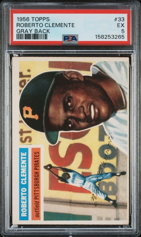 1956 Topps #33 Roberto Clemente Gray Back PSA 5