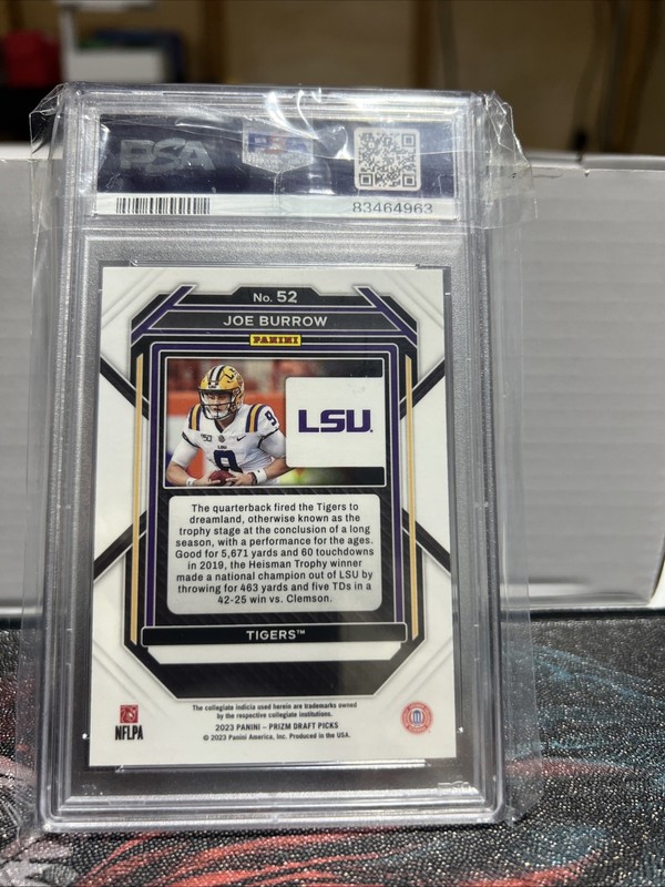 2023 PANINI PRIZM DRAFT PICKS #52 JOE BURROW PSA 9 view 2