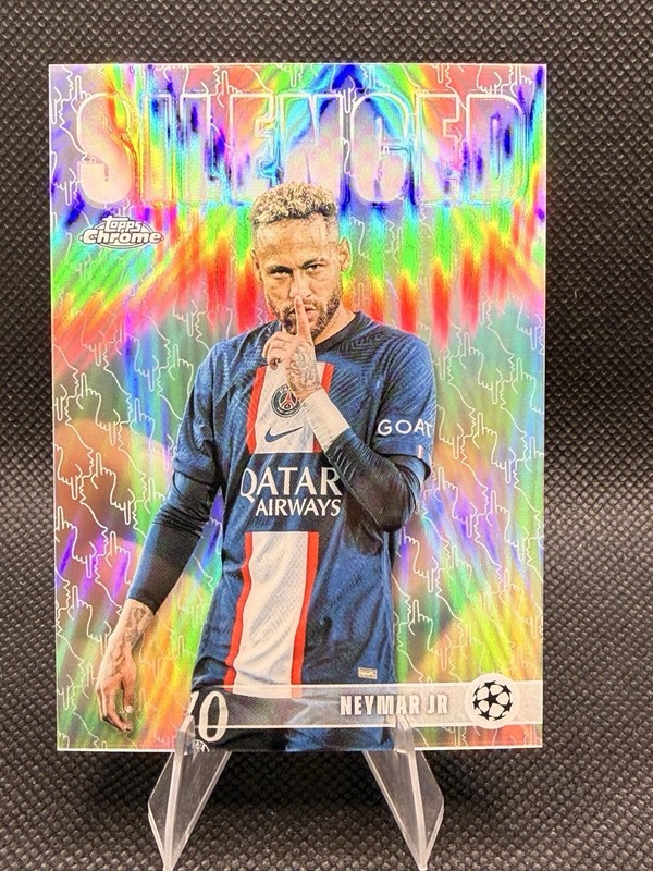 Neymar Jr 2025-26 Topps Chrome UEFA UCC Silenced Refractor #SHH1 view 2