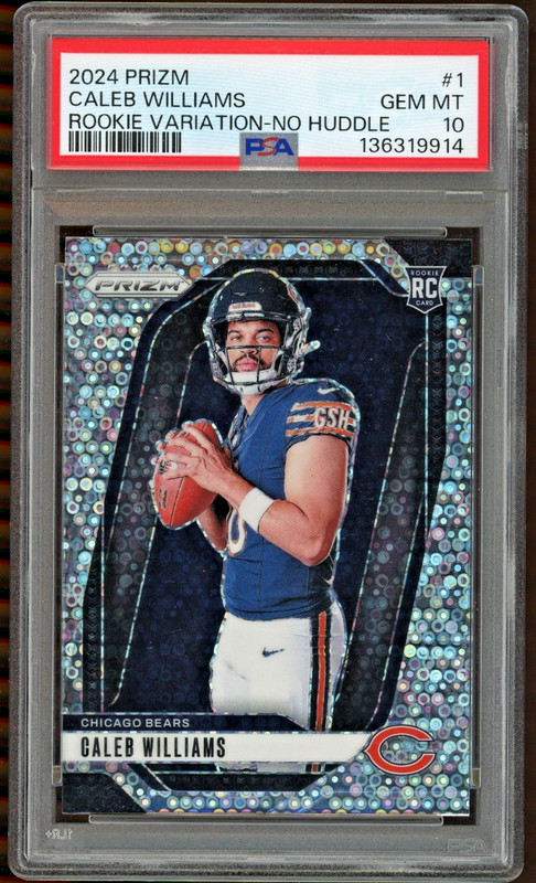 2024 Panini Prizm #1 Caleb Williams RC Rookie Variation No Huddle SSP PSA 10 QTY