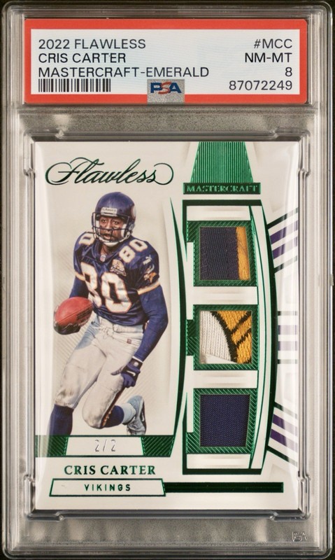 2022 PANINI FLAWLESS PATCHES CRIS CARTER EMERALD 2/2 (GAME WORN/USED) POP 1 π₯ view 1
