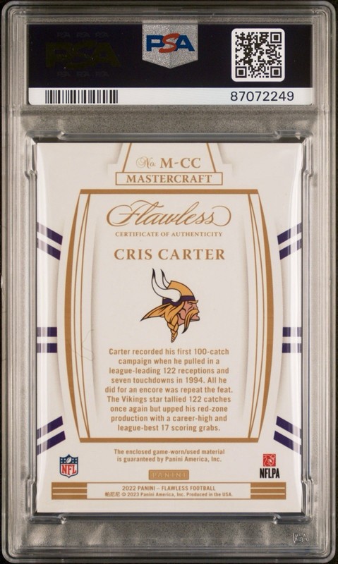 2022 PANINI FLAWLESS PATCHES CRIS CARTER EMERALD 2/2 (GAME WORN/USED) POP 1 π₯ view 2