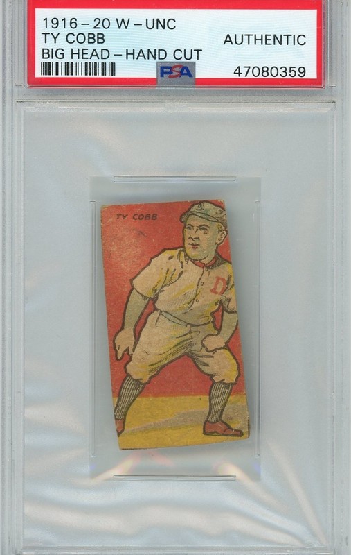 1916-20 W-Unc Big Head Hand Cut Ty Cobb Johnson PSA Authentic "Free Shipping"