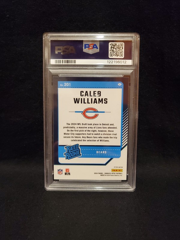 2024 Donruss Optic Caleb Williams Rated Rookie Holo PSA 9 view 2