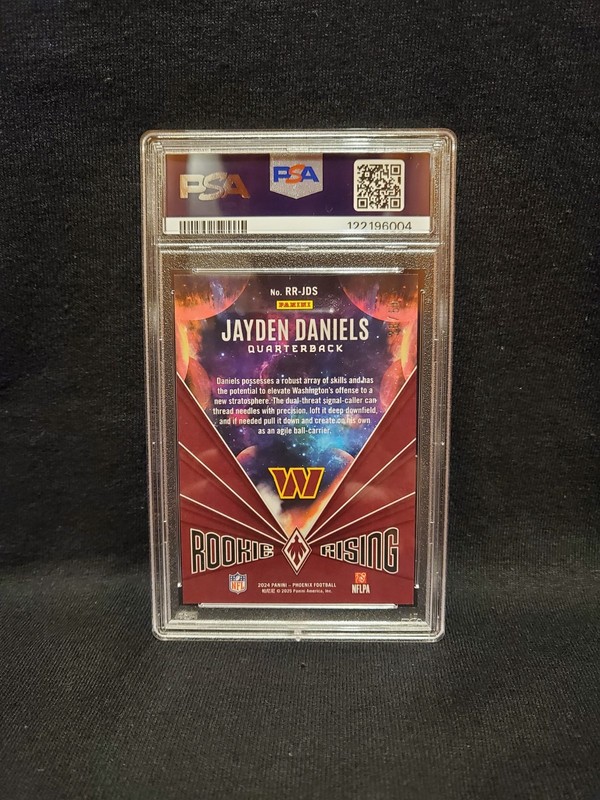 2024 Phoenix Jayden Daniels Rookie Rising Purple /50 PSA 9 view 2