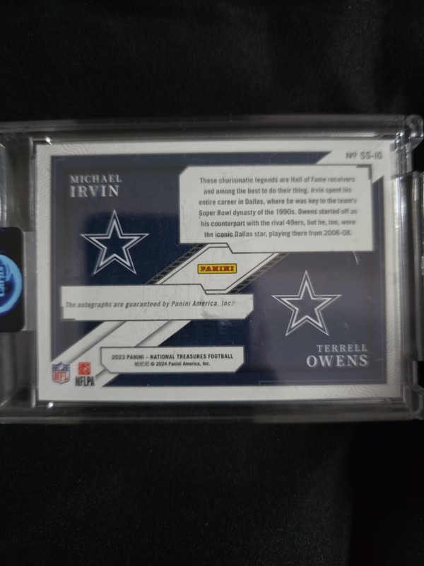 TERRELL OWENS MICHAEL IRVIN 2023 NATIONAL TREASURES SYNCED AUTO /99 Q4409 view 2